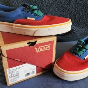 Vans Era red,blue, green & yellow shoes size 8